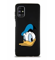 Samsung Galaxy M51 Soft Premier Kapak Donald Duck-B Tasarımlı Silikon Kılıf - Siyah (Şeffaf)