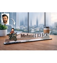 Kişiye Özel Yunus Polis Karikatürlü 30 cm Ayna Pleksi Masaüstü İsimlik - Polise Hediye Polis Hediyesi