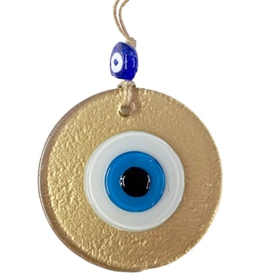Mini Boy Gold Nazar Boncuklu Duvar Süsü 10 Cm Cam Duvar Dekoru