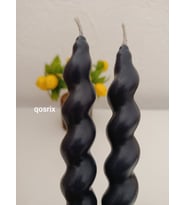 qosrix 2'li Antrasit Gri Italyan Burgulu Şamdan Soya Mumu Doğal Kokulu Uzun Çubuk Konik Burgu Spiral Mum Dekoratif