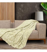 SoftMicro İskandinav Desenli Boho 130x180 cm  Koltuk Örtüsü Şalı, Kanepe Örtüsü, Tv Battaniyesi Yeşil