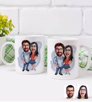 BK Gift Kişiye Özel Sevgililer Karikatürlü İkili Kupa Bardak-105