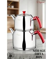 ELEGANT Mirage Orta Boy Bakalit Kulplu Çaydanlık Takımı - Kırmızı