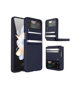 Newface Samsung Galaxy Z Flip 4 Kılıf Belt Flip Kapak - Lacivert