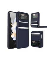 Newface Samsung Galaxy Z Flip 4 Kılıf Belt Flip Kapak - Lacivert