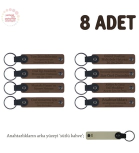 Kahverengi & S.Kahve, Karne Hediyesi İçin Tüm Sınıfa Özel, 8' li Set, Hediyelik Hatıra Anahtarlığı