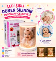 Hediyelik Işıklı Dönebilen Silindir Fotoğraf Çerçevesi(istenilen resim baskı)