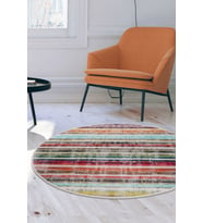Dijidekor Halı Multi Cool Yıkanabilir Saçaksız Yuvarlak Kesme İnce Yolluk Kilim Salon Halısı Modeli (Çok Renkli-Multı)