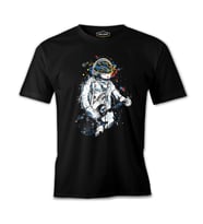 Uzay - Astronot Gezegen Boya Siyah Erkek Tshirt