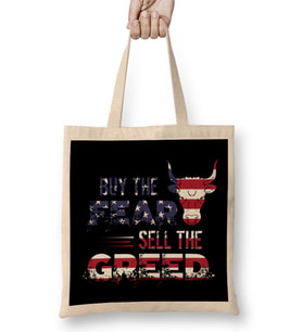 Buy The Fear Sell The Greed USA Flag Patriotic Bez Çanta Uzun Saplı