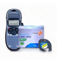 EcotagPlus Şerit Etiket 12 mm x 4 mt Plastik Sarı 10 Adet + Dymo Letratag Etiket Yazcı