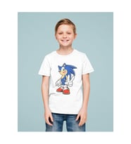 Tasarım Sonic Baskılı Unisex Çizgi Film Çocuk Tişört (1-12 Yaş)