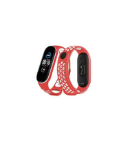 Xiaomi Mi Band 4 Spor Delikli Kordon - Kırmızı-beyaz