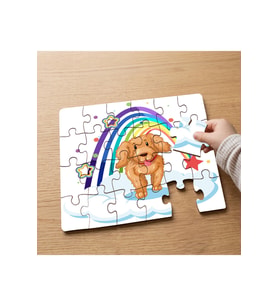 Gökkuşağı ve Sevimli Köpek Tasarımlı 24 Parça Ahşap Çocuk Puzzle MPK0370