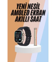 49mm Akıllı Saat Amoled Ekranlı Kadın Erkek Kol Saati Plastik Kordon