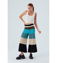 Peraluna SASHA TROUSER Geniş Çizgili Simli Kadın Triko Pantolon - Multi