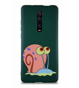 Xiaomi Redmi K20 Soft Premier Kapak Salyangoz Gary Tasarımlı Silikon Kılıf - Yeşil (Şeffaf)