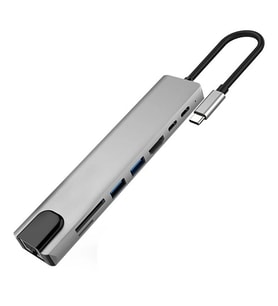 Ally 8 Port Usb 8in1 3.0 Type-C Hdmi 3XUSB+2 PD) RJ45 Hub Adaptör Çoklayıcı TF S - SSSSSS4398-8