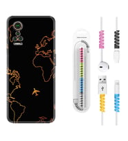 General Mobile GM 21 Pro GM 22 Pro Plus Kılıf Kablo Koruma Spiral Silikon Harita ve Uçak 1777