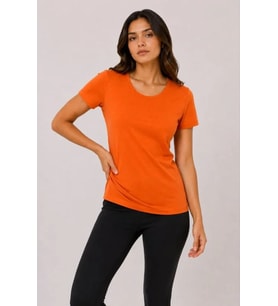 Basic Tişört Bisiklet Yaka Kısa Kol Günlük Yazlık Slim Fit T-Shirt - Turuncu