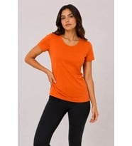 Basic Tişört Bisiklet Yaka Kısa Kol Günlük Yazlık Slim Fit T-Shirt - Turuncu