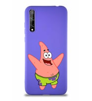 Huawei P Smart S Soft Premier Kapak Patrick Yıldız Tasarımlı Silikon Kılıf - Mor (Şeffaf)