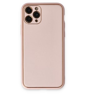 Durukar® iPhone 11 Pro Max Kılıf Coco Deri Silikon Kapak - Pudra