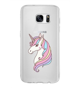 Samsung Galaxy S7 Kapak Unicorn Tasarımlı Şeffaf Silikon Kılıf