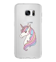 Samsung Galaxy S7 Kapak Unicorn Tasarımlı Şeffaf Silikon Kılıf
