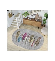 Eliana Home Baskılı, Yıkanabilir Kaymaz Taban Oval Halı LNA7235-SD289 100x150 cm (Gri)