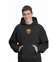 Golden Retriever Baskılı Siyah Erkek Hoodie – Oversize Kapüşonlu Sweatshirt