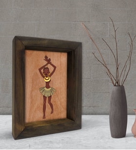 BK Gift African Woman Dekoratif Doğal Masif Ahşap Çerçeve 15x20cm-1 (Beyaz)