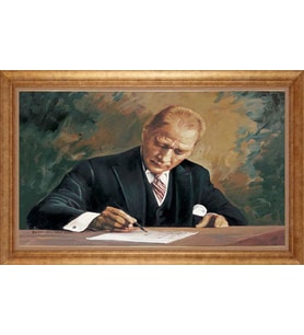 EV İŞYERİ OFİS İÇİN ALTIN ÇERÇEVELİ PASPARTULU TABLO S11