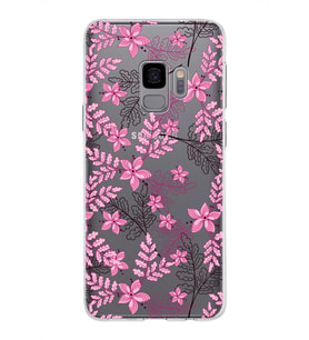 Samsung Galaxy S9 Kapak Floral Pembe Tasarımlı Şeffaf Silikon Kılıf