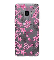 Samsung Galaxy S9 Kapak Floral Pembe Tasarımlı Şeffaf Silikon Kılıf