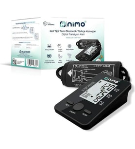 Nimo Dijital Kol Tipi Konuşan Tam Otomatik Dijital Tansiyon Aleti DBP-1318 Kol Pilli-Adaptör Girişli(Telefon Şarj Adaptörü)