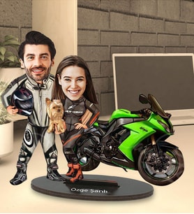 Kişiye Özel Motorcu Çİft Tasarımlı Karikatür Biblo