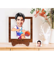 BK Gift Kişiye Özel Erkek Basketbolcu Karikatürlü Ahşap Standlı 3D Biblo-2 (Beyaz)