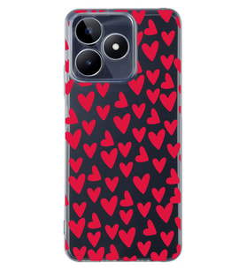 Realme C53 Uyumlu Kalp Desenli Şeffaf Telefon Kılıfı