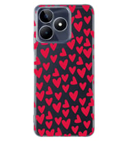 Realme C53 Uyumlu Kalp Desenli Şeffaf Telefon Kılıfı