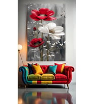 RENKLİ ÇİÇEKLER 1 Ev Duvar Salon Güzellik Salonu Ofis Dükkan Dekarasyon Kanvas Tablo (Çok Renkli)