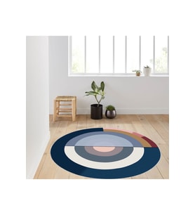 Eliana Home Baskılı, Yıkanabilir Kaymaz Taban Yuvarlak Halı LNA7019 120x120 cm (Mavi)