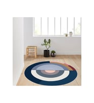 Eliana Home Baskılı, Yıkanabilir Kaymaz Taban Yuvarlak Halı LNA7019 120x120 cm (Mavi)