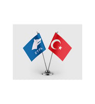 Mavi Götürk ve Türk Bayrağı İkili Saten Masa Bayrağı Takımı