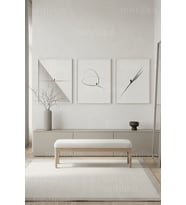 Minimalist Soyut Figüratif İnsan Formları 3’lü Ahşap Çerçeveli Tablo Seti