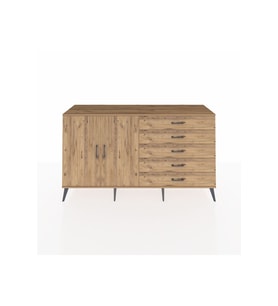 Kronos Konsol 4 Raflı 5 Çekmeceli 2 Kapaklı 176x59x99 Çam-Çam