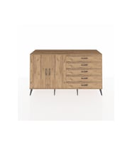 Kronos Konsol 4 Raflı 5 Çekmeceli 2 Kapaklı 176x59x99 Çam-Çam