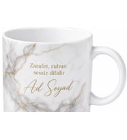 Mermer Desenli Altın Yaldızlı İsme Özel Kadın Hediyelik Kupa Bardak Hediye