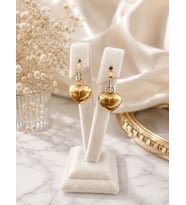 CM Jewelry Zirkon Taşlı Bombe Kalp Gold Çelik Küpe