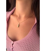 14 Ayar Altın İpek Zincir Cevşen Uçlu Kolye (Sarı)